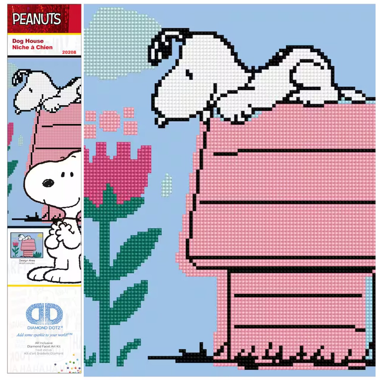 Diamond Dotz Dog House (Peanuts) Snoopy Diamond Painting Kits for Adults - Diamond Art Kits a Relaxing Creative Craft Kit with Dotz Gems 15.5x 12